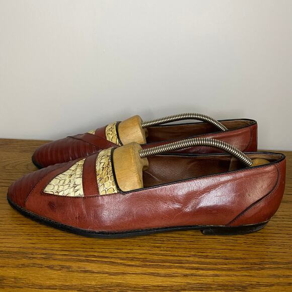 Vintage Stracam Mens Brown Leather Italian Slip On Loafers Dress Shoes Size 11 - Picture 3 of 8